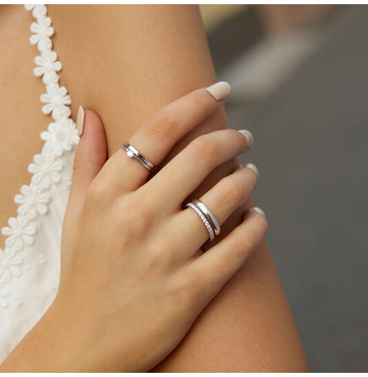  Sunny Sparkler - Rings with zirconia - Silver / Rhodium plated - Zirconia